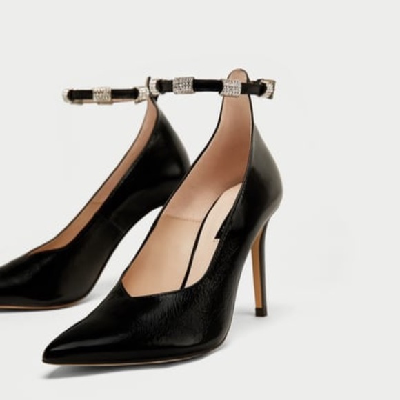 LAST ONE Zara leather heels w/ removable pearls - Picture 6 of 8